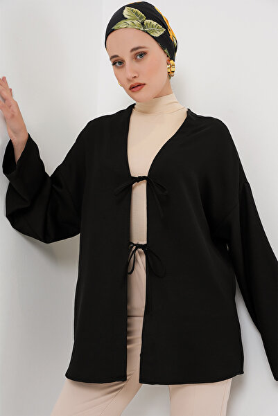 Bigdart Keten Tesettür Kimono 5968 - Siyah