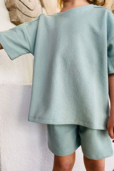 hepbaby Çağla, Waffle Dokulu Şortlu Çocuk Takım HB23990