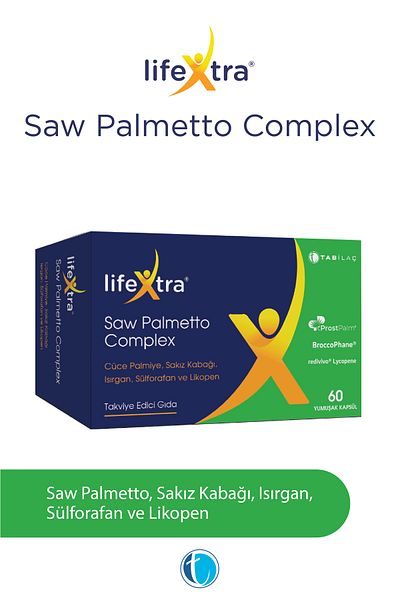 LİFEXTRA Saw Palmetto Complex 60 Soft Capsules Dwarf Palm Gum Squash Nettle Sulforafan Lycopene