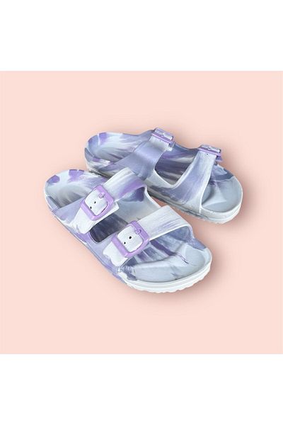 AkınalBella Girl Child Special Edition Double Buckle Light Sole Beach Pool Casual Slippers