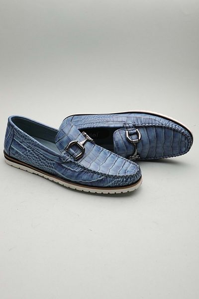 Gondol Loafer clasic pentru bărbați din piele naturală Blue Croco 42 ttx. 601167
