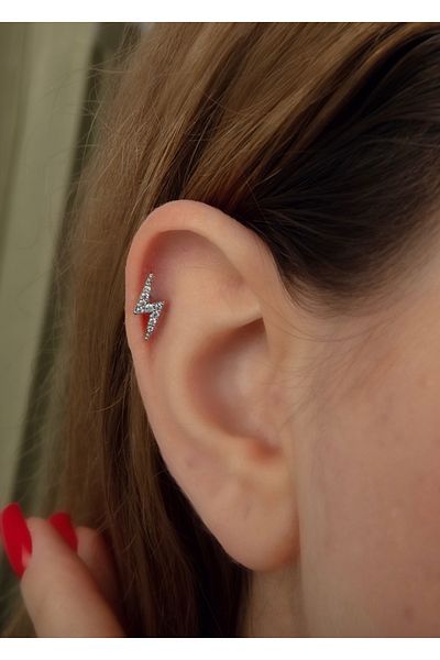 Home Sihra Accessories Lightning Model Silver Piercing Helix Tragus Cartilage