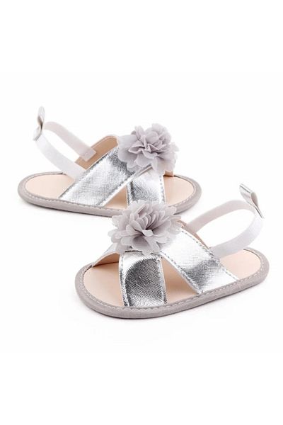 Superbaby Sandalute argintii cu floricica