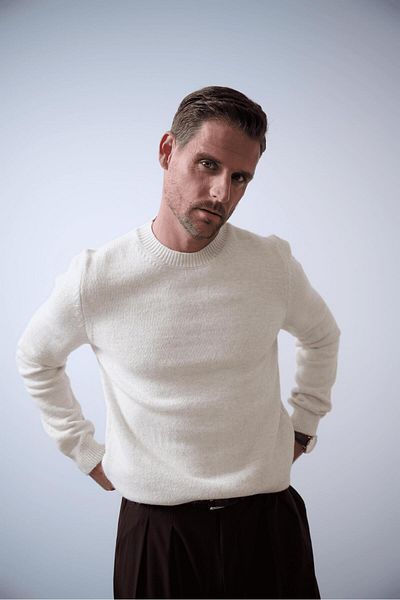 MFY Fashion Men's Knitwear Thick Wool Knitwear Knitted Sweater Ecru