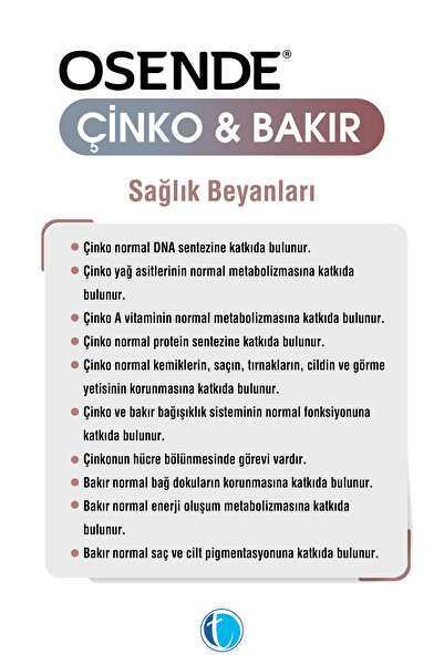 Osende Çinko Bakır 60 Bitkisel Kapsül Çinko Pikolinat