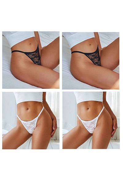 yokyokcollection Στριγκάκι Δαντέλα Σχοινί Ελαστικό Γυναικείο Εσώρουχο 4 Τεμάχια