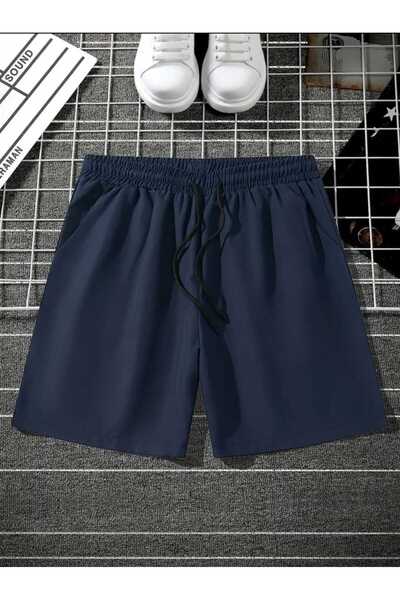 JustBS Erkek Düz Paça 2 İplik Lacivert Şort