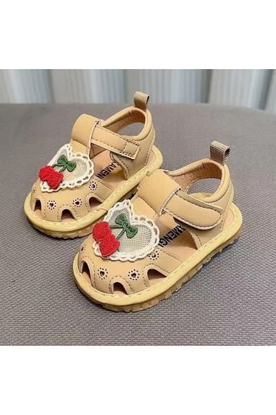 Superbaby Cream sandals with peep-toes - Cherries