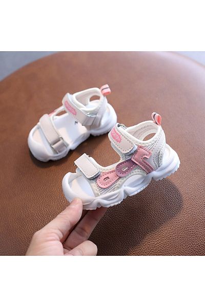 Superbaby Sandale albe cu insertii roz si lila