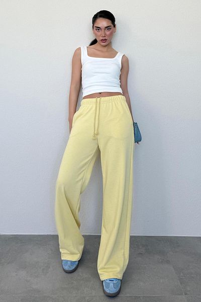 Madmext Yellow Wide Leg Women's Sweatpants Mg2279