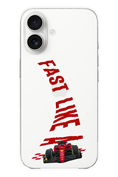 WANNA PROTECT iPhone 16 Şeffaf Fast Like Desenli Silikon Telefon Kılıfı