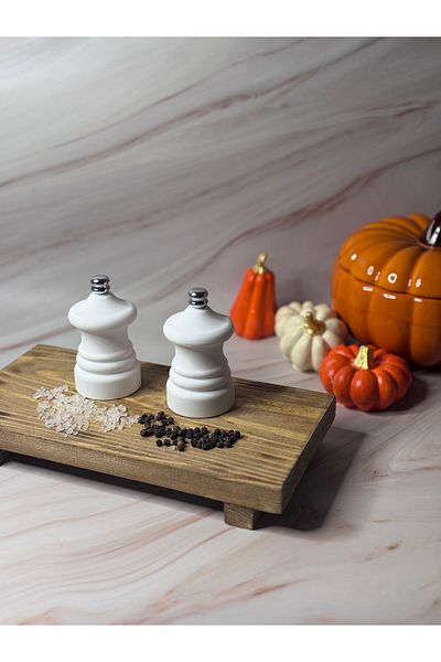 AÇSEL Salt and Pepper Mill Spice Grinder 9 cm Matte White Silver