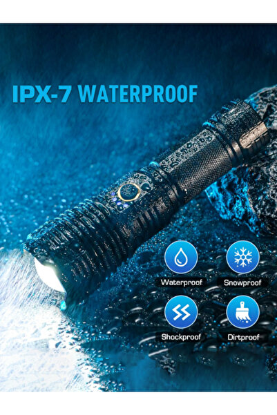 MACON مصباح يدوي LED P90 فائق السطوع وقابل للتكبير والتصغير - قابل لإعادة الش...