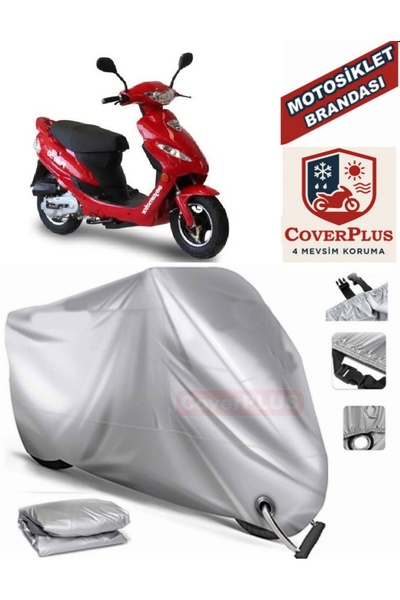 MotoEN Gray Lock Compatible Motor Tarpaulin Asia Polo 50 Motorcycle Tarpaulin...
