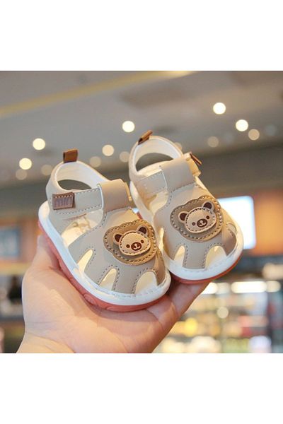 Superbaby Cream sandals with peepers - Bear