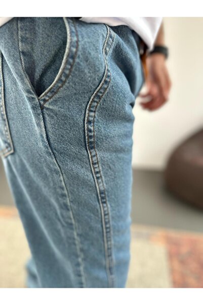 tiggirmoda Pantaloni largi din denim cu talie elastică