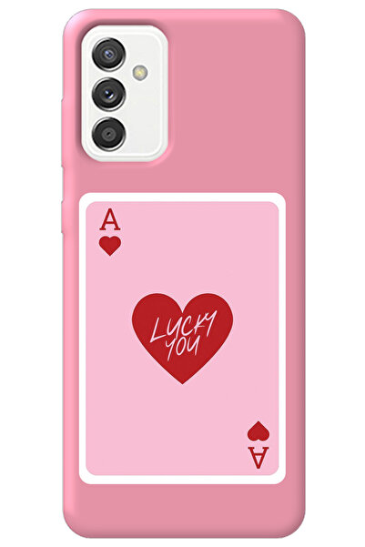 WANNA PROTECT Samsung Galaxy S23 FE Pembe İçi Kadife Lucky You Desenli Siliko...