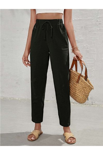 night blue French High Pant-Dark Khaki