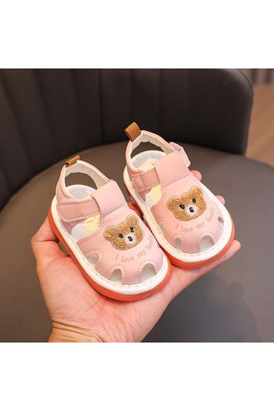 Superbaby Sandalute roz cu piuitoare - Bear family