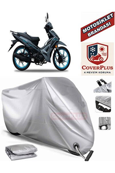 MotoEN Gray Lock Compatible Motor Tarpaulin Yuki Solid 125 Motorcycle Tarpaul...