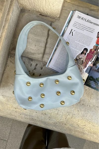 LEONAS Geantă de umăr elegantă cu cataramă ornamentată, albastru Oslo