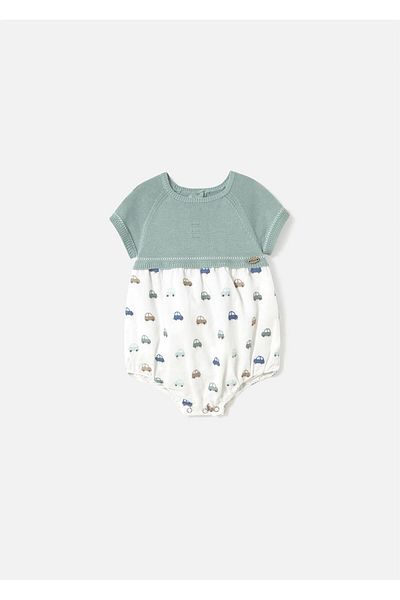MAYORAL Baby Boy Embroidered Knitted Bodysuit Mint 1604