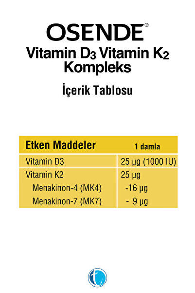 Osende D3K2 Kompleks Damla 20 ml Vitamin D Vitamin K2 MK-7 MK-4