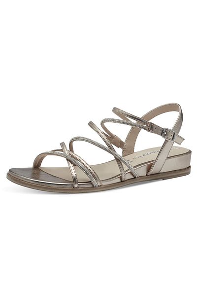 Tamaris Damen Goldfarben Komfort Sandalen - 1-28103-42 933 Light Gold Textil
