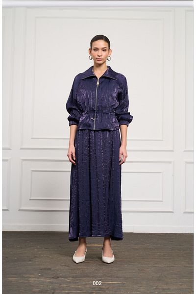 Nuss 1039 Waist Gathered Short Jacket Skirt Wrinkle Set