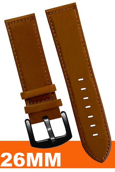 COBRA 26mm Leather Watch Band Strap Compatible with Fossil-Welder-Casio-Seiko-Omega-Armani Watch