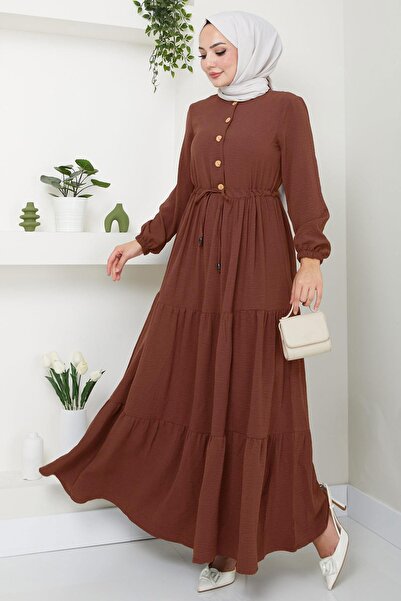 hafsamina Φόρεμα με κουμπιά με κορδόνια πλακάκι HM8811