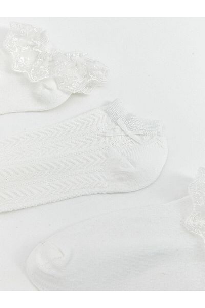 LC Waikiki Lcw Kids Lace Detailed Girls Booties Socks 3-Piece (S5)