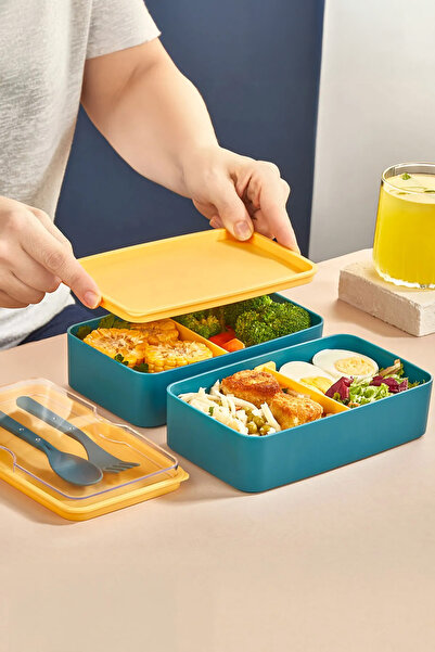 Home 2 Layer Food Storage Container 9 Piece Microwave Compatible Lunch Box Green