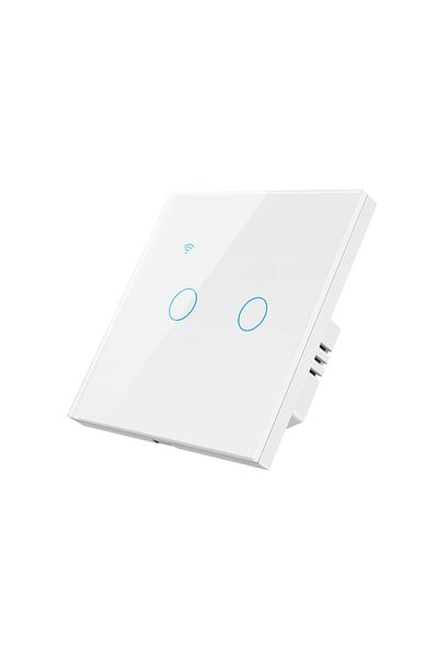 OEM Smart Switch with Touch, WiFi, Remote Control, Tempered Glass, 10A, 2 Channels, White