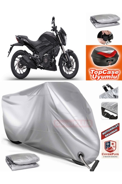 MotoEN Gray Lock Compatible Bajaj Dominar 400 Ug Tarpaulin Topcase Rear Bag C...
