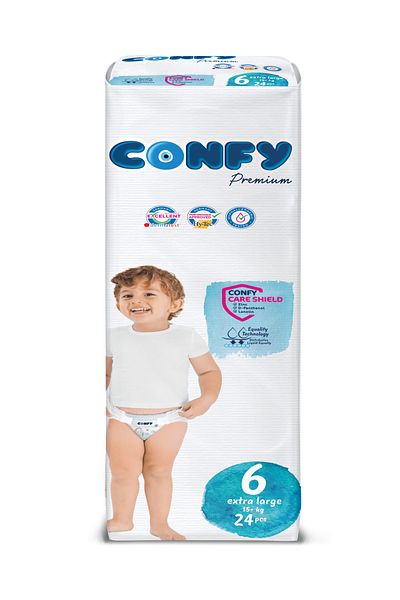 Confy Premium Baby Diapers Size 6, 72 pcs, 15+ kg