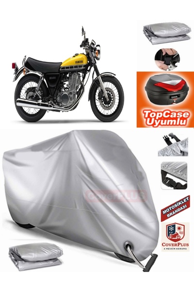 MotoEN Gray Lock Compatible Yamaha Sr 400 Tarpaulin Topcase Rear Bag Compatib...