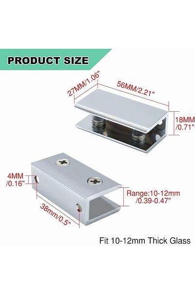 ALİSE Alise Glass Shelf Bracket Adjustable Shower Brackets, Heavy Duty Rectangle Clamp Holder for 8-12mm G