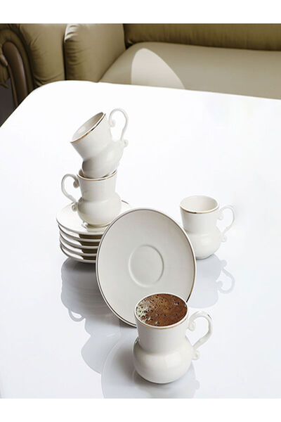 Kosova LÜKS PORSELEN YALDIZLI BEYAZ KAHVE FİNCAN TAKIMI KAHVE FİNCANI