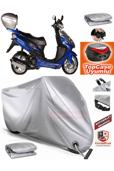 MotoEN Gray Lock Compatible Bianchi Mach-1 150 Tarpaulin Topcase Rear Bag Com...