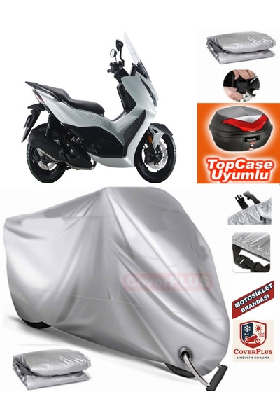 MotoEN Gray Lock Compatible Zontes 350 E Tarpaulin Topcase Rear Bag Compatibl...
