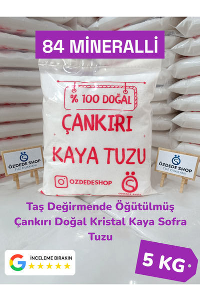 Özdede Shop TAŞ DEĞİRMENDE ÖĞÜTÜLMÜŞ 5kg ÇANKIRI DOĞAL KRİSTAL KAYA SOFRA TUZ...