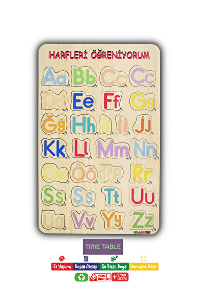 TIME TABLE türkçe alfabe 29 harf alfabeyi öğreniyorum ahşap