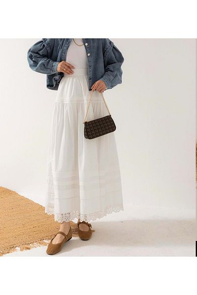 Meri 25Y4127 Skirt with Fisto Detail - Meri̇ - 25Y4127 - White - 38