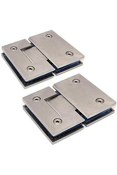 NUZAMAS Set of 2 Shower Door Hinges, Glass to Glass Brackets, 180 Degree Open and Close, 304 Stainle