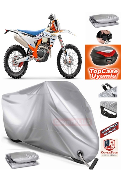 MotoEN قفل رمادي متوافق مع KTM 530 EXC من القماش المشمع Topcase الخلفي المتوا...