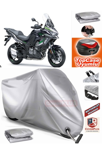 MotoEN Gray Lock Compatible Kawasaki Versys X300 Tarpaulin Topcase Rear Bag C...