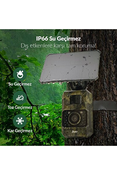Juo 850ws Güneş Enerjili Fotokapan 48mp Full Hd Wifi Hareket Sensörlü Gece Görüşlü Ip66 Su Geçirmez