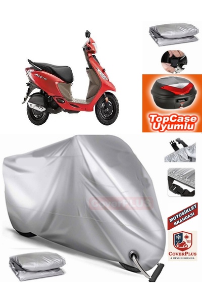 MotoEN Gray Lock Compatible Tvs Scooty Zest 110 Tarpaulin Topcase Rear Bag Co...