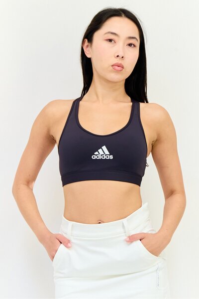 adidas حمالة صدر رياضية مبطنة للنساء، رمادي غامق